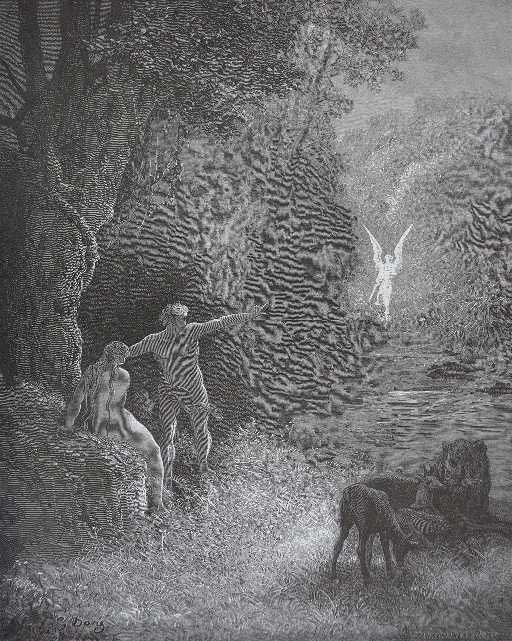 Gustave Dorén kaiverrus: enkeli tuo viestin ja ratkaisun